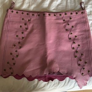 Vintage Pink Leather mini skirt - *PERFECT FOR BURNING MAN*